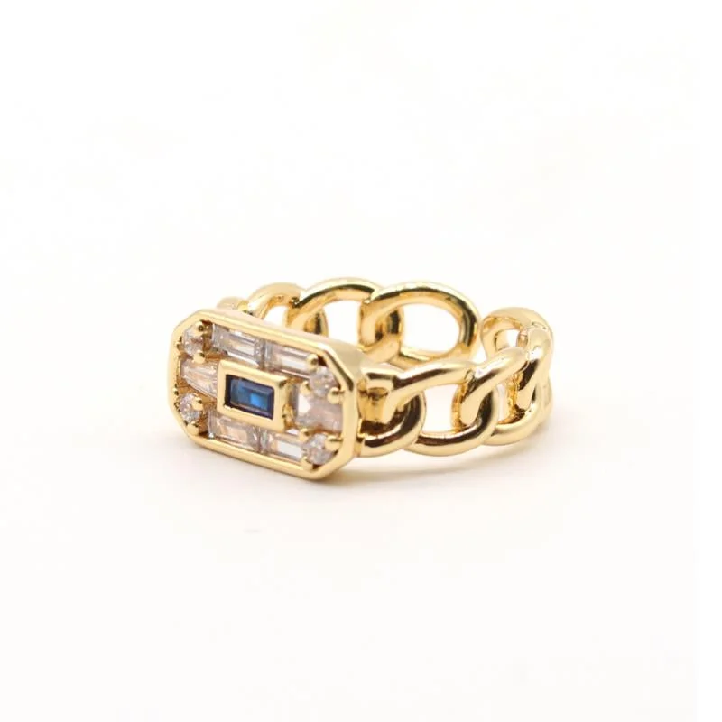 Blue Emerald Pave' Adjustable Ring