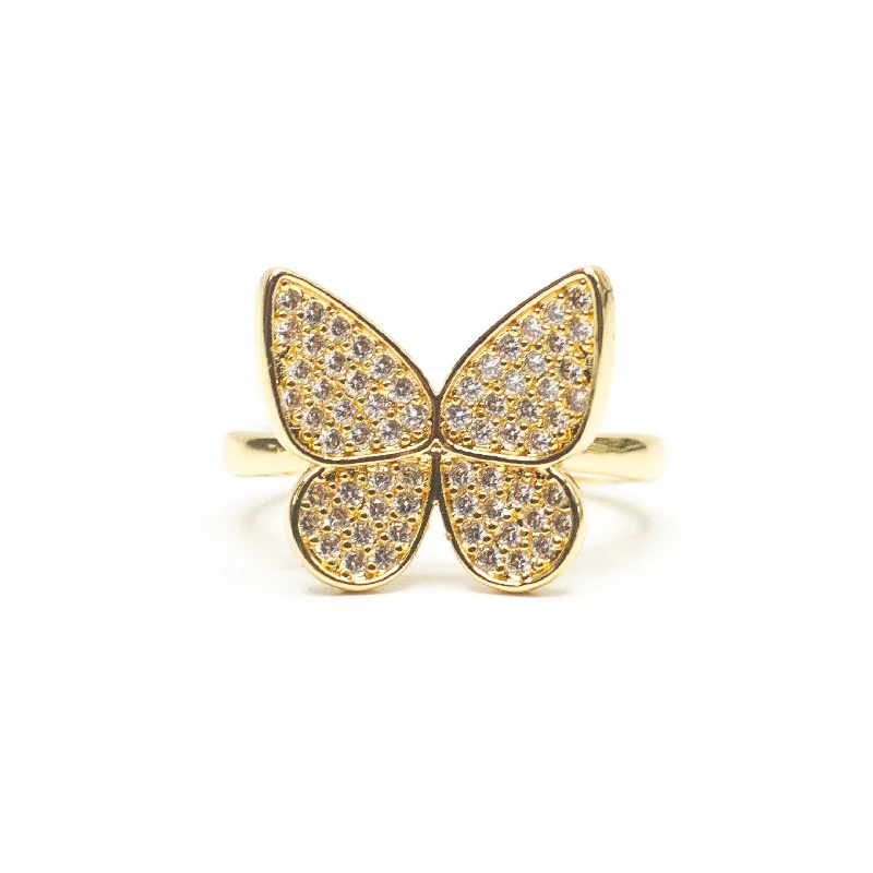 Butterfly Pave' Adjustable Ring