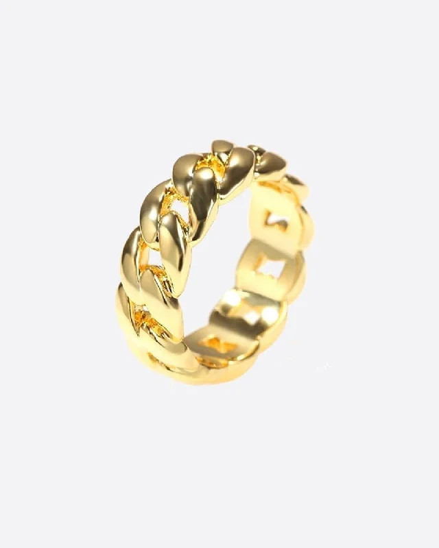 CLEAN CUBAN RING. - 18K GOLD