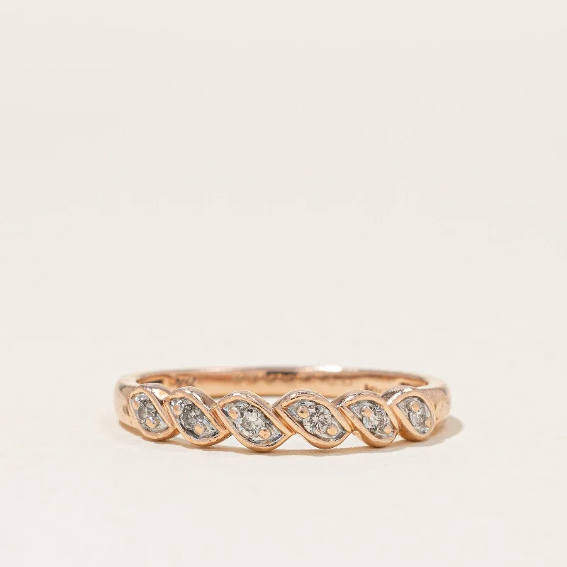 Diamond Braided Rose Gold Ring | 0.10ctw | SZ 7.25 |