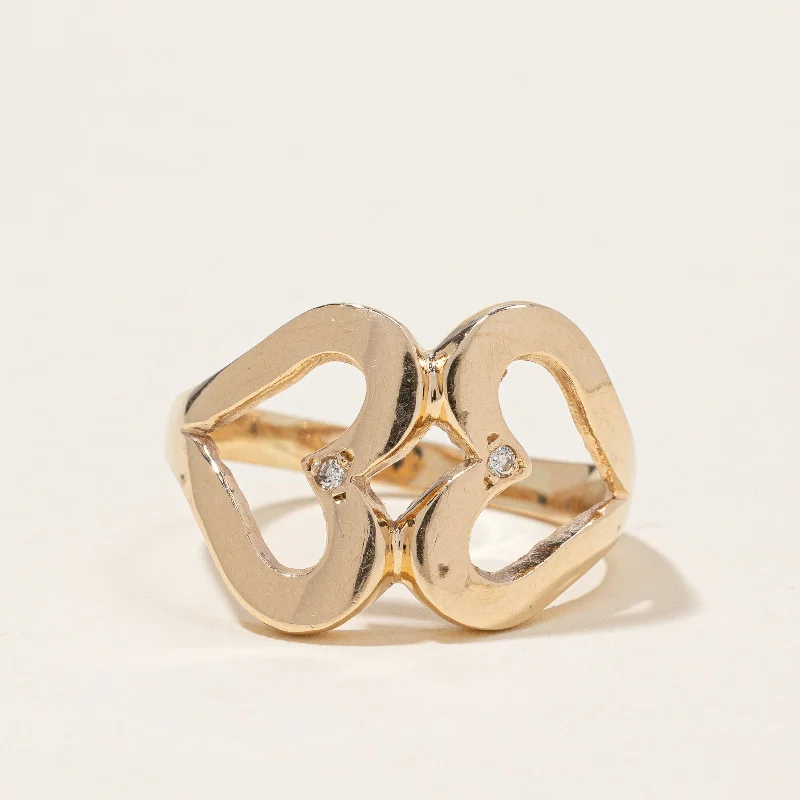 Double Heart Diamond Ring | 0.02ctw | SZ 10.25 |