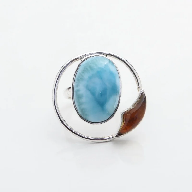 Larimar Amber Ring Isleña