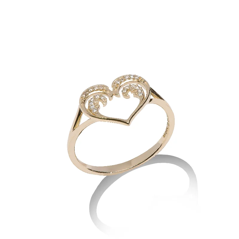 Nalu Heart Ring in Gold with Diamonds - 11.5mm