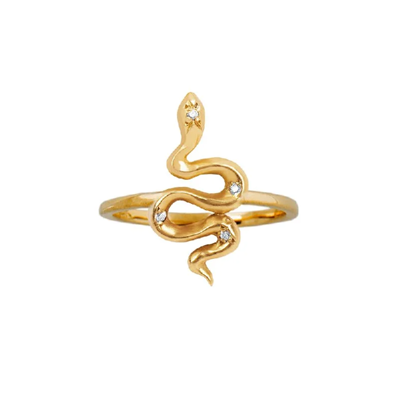 Kundalini Baby Snake Ring with Star Set Diamonds