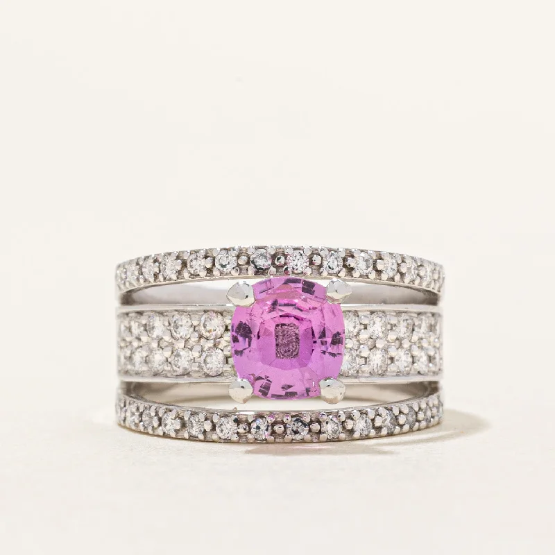 Pink Sapphire & Diamond Cocktail Ring | 0.73ct, 0.43ctw | SZ 5 |