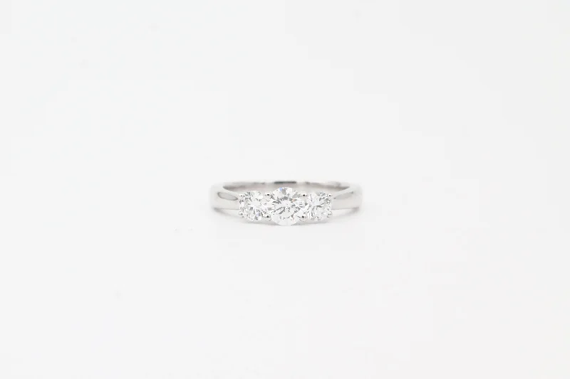 White Gold Three Stone Lab Grown Diamond Ring