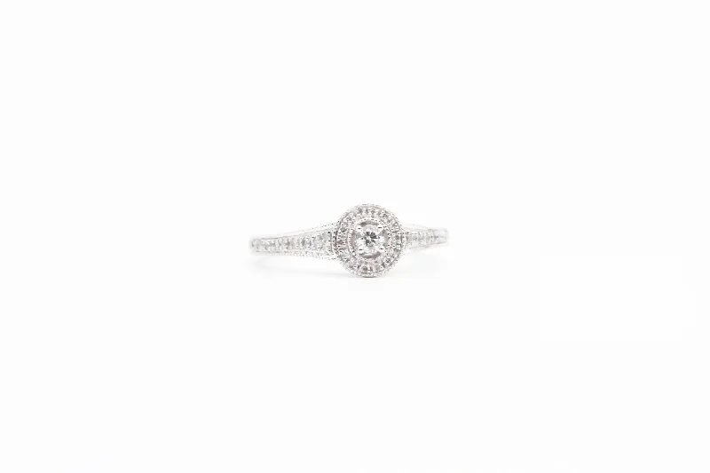 White Gold Vintage Inspired Diamond Engagement Ring