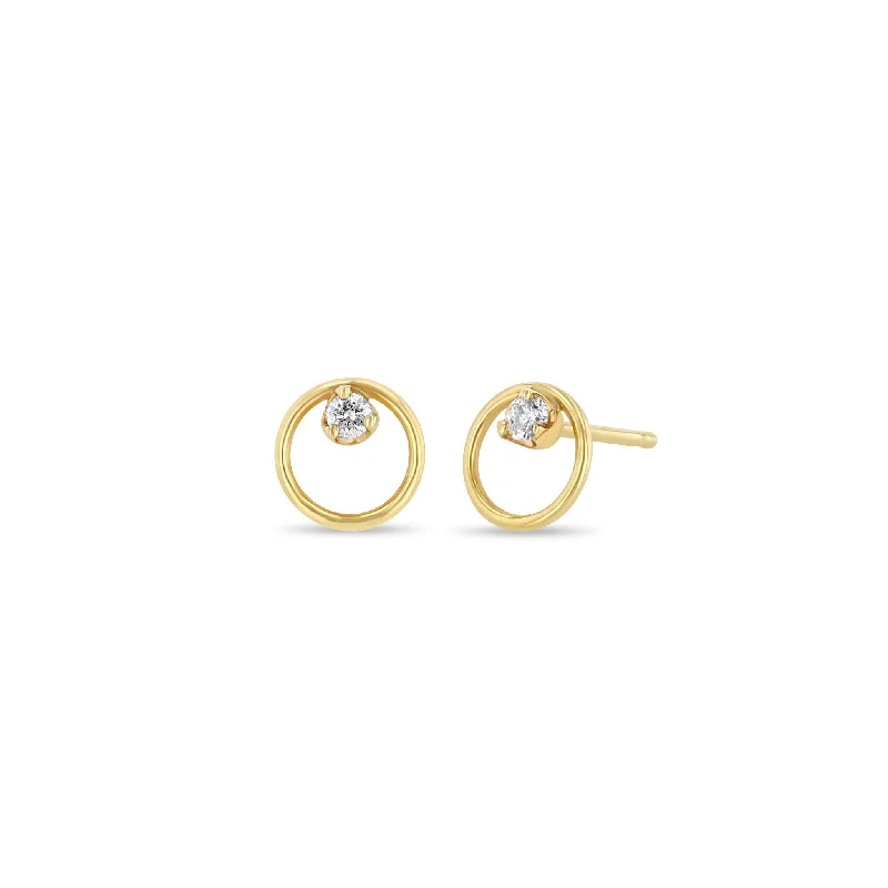 14k Small Circle Prong Diamond Studs