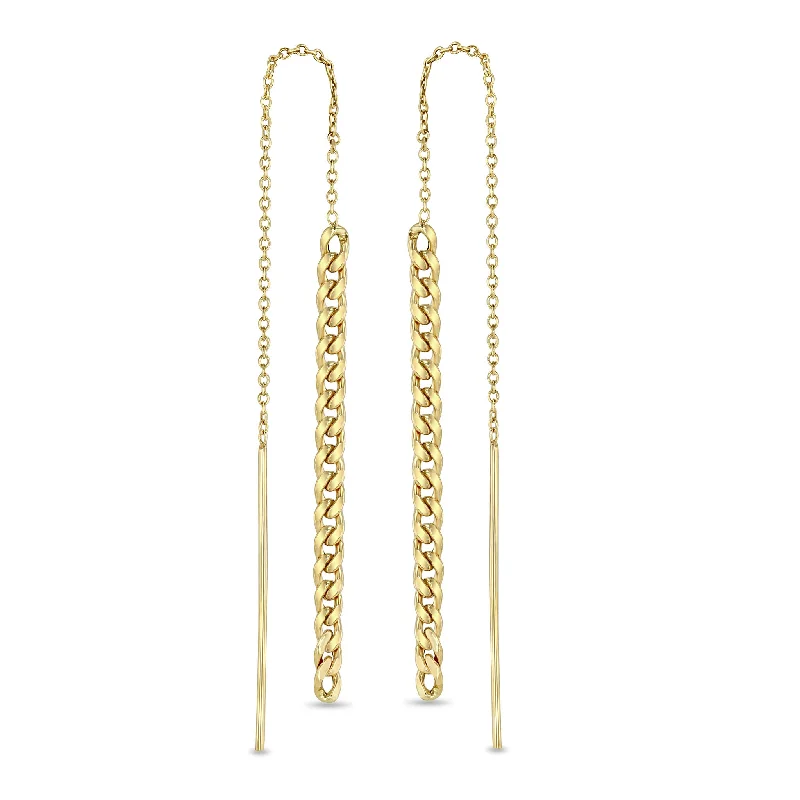 14k Gold Small Curb Chain Drop Threaders