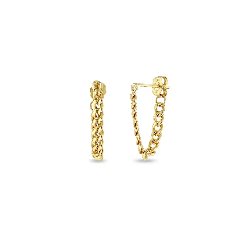 14k Gold Small Curb Chain Huggie Earrings