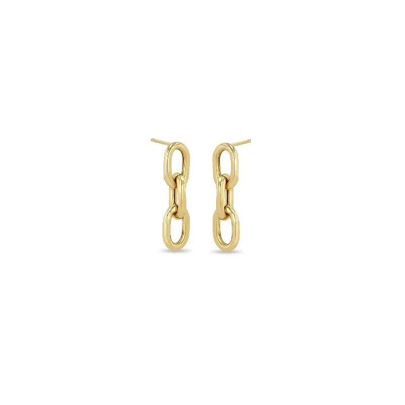 14k Extra Large Square Oval Link Short Drop Earrings