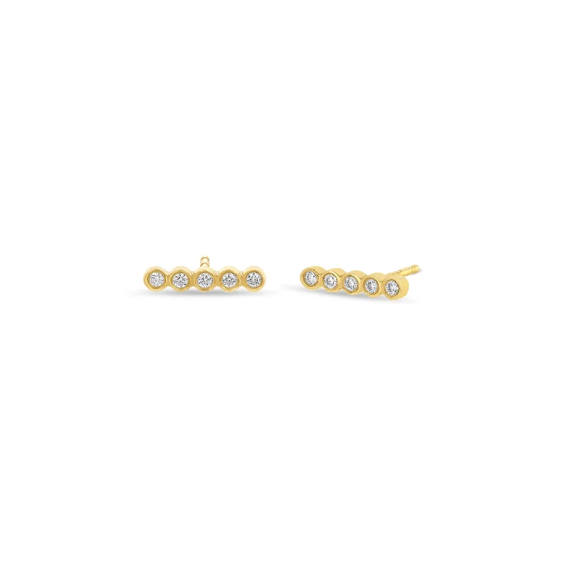 14k Tiny Diamond Bezel Bar Studs