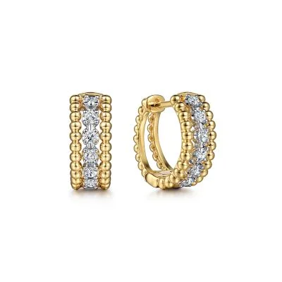 14K White and Yellow Gold 0.25ctw Diamond Huggie Earrings