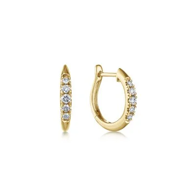 14K Yellow Gold 0.22ctw Diamond Huggie Earrings