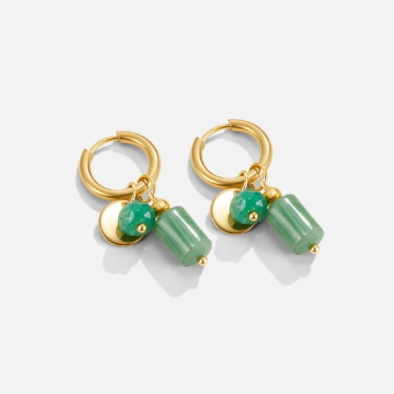 Green Aventurine Hoop Earrings