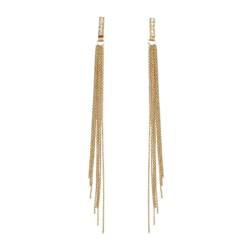 "Octavia" 14 Karat Yellow Gold & Diamond Multi-Length Chain Drape Earrings