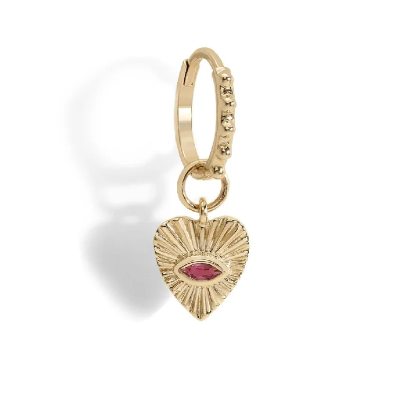 10K Gold "Heart" Pink Tourmaline Earring Charm