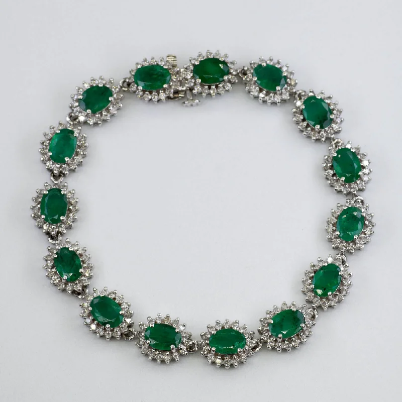 14k Emerald and Diamond Bracelet | 7.50ctw, 2.00ctw | 7" |