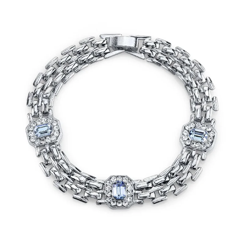 2028 Jewelry Light Sapphire Blue And Crystal Clasp Bracelet