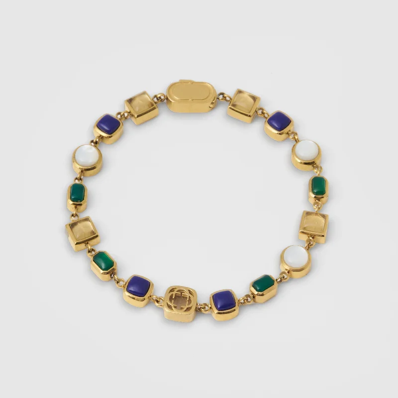 Blue Crystal Gemstone Bracelet (Gold)