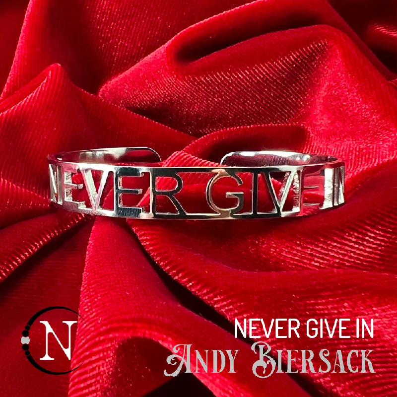 Lyric Bangle Cuff Bracelet ~ Never Give In by Andy Biersack