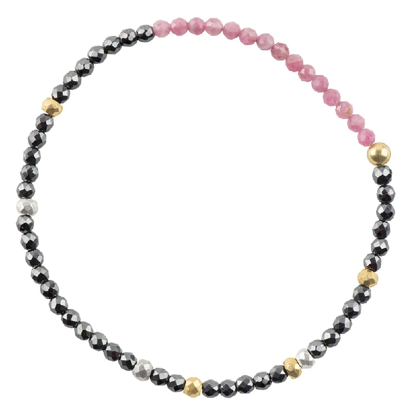 Pyrite's Booty Bracelet in Black Spinel and Pink Tourmaline