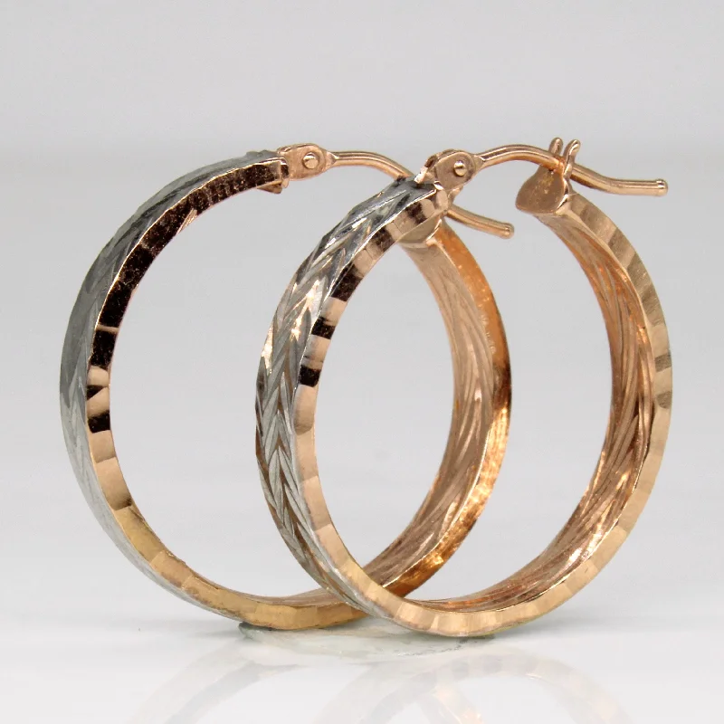 Elegant Jewelry Pieces At Unbelievable Prices Two Tone Bevelled Edge Hoops |