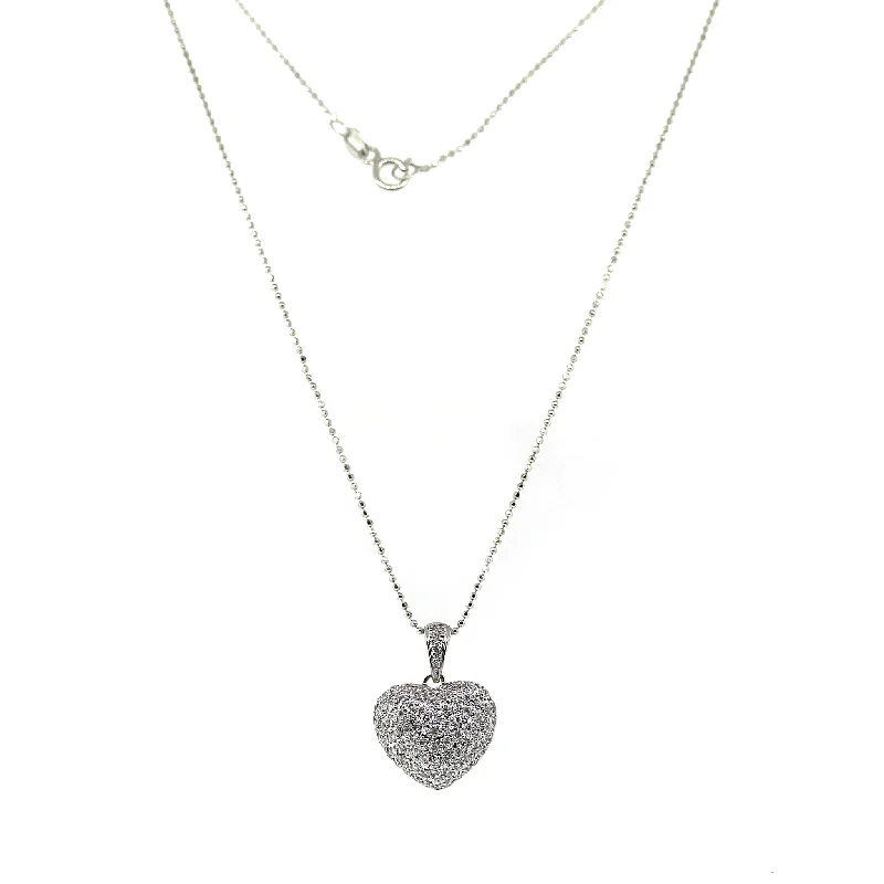 Huge Savings On Timeless Jewelry Collections 14k White Gold Diamond Heart Pendant  Necklace