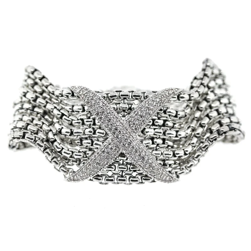 Shop Stylish Jewelry Now And Save Big David Yurman 8 Row Diamond X Bracelet in Sterling Silver