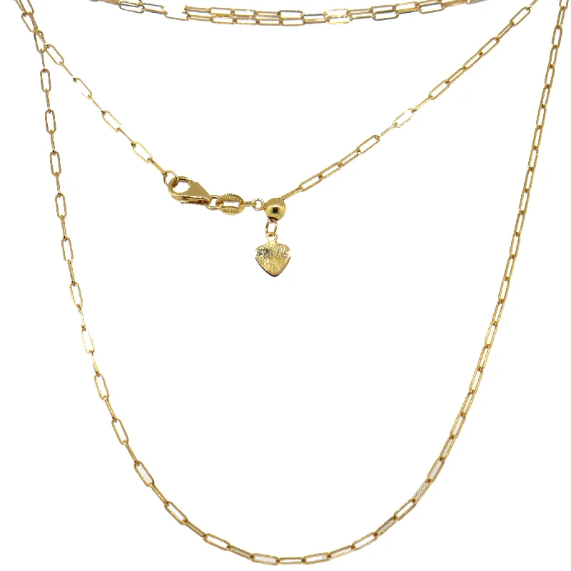 Trending Jewelry Now At Unbeatable Prices 14k Yellow Gold Paperclip Adjustable Chain Necklace