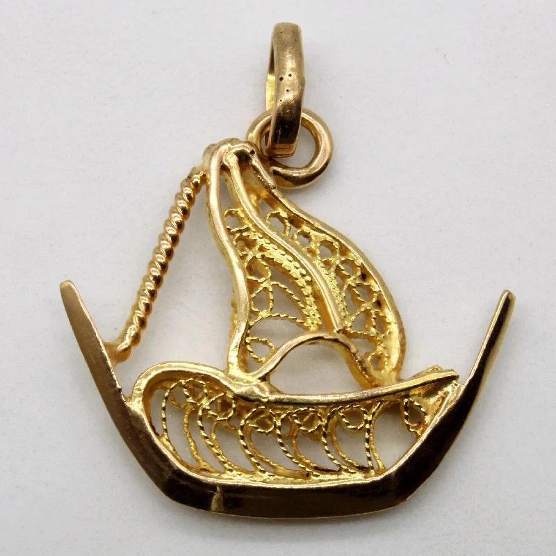 Elegant Designs, Unbeatable Discounts – Shop Jewelry Now 18k Yellow Gold Filigree Ship Pendant |