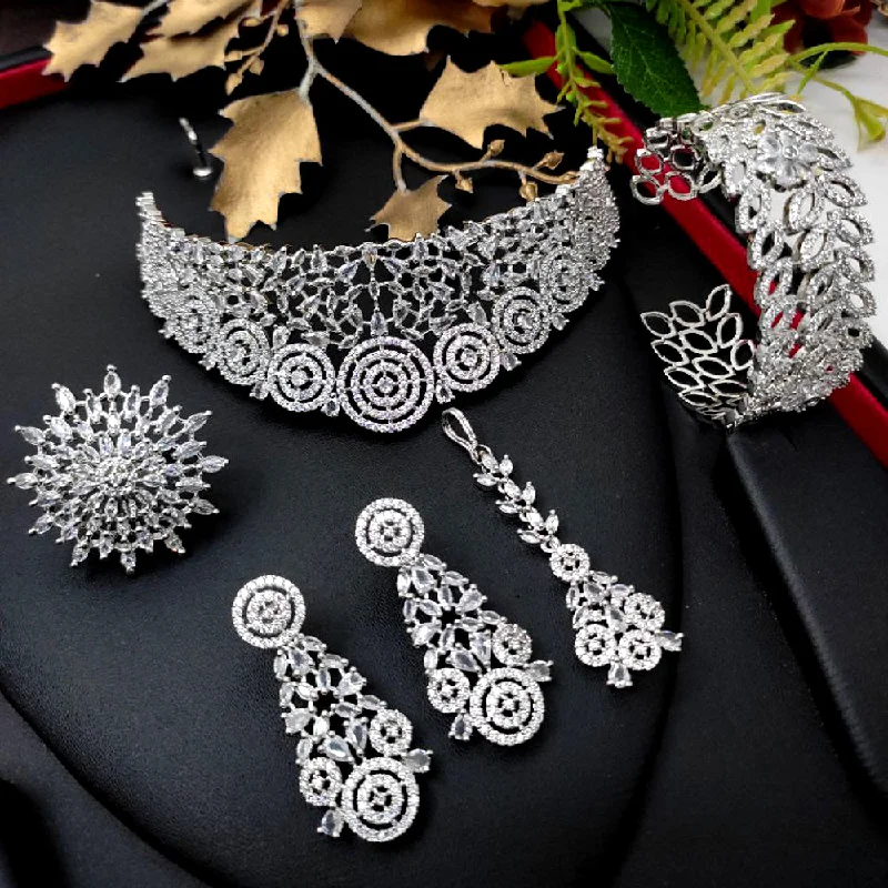 Seasonal Jewelry Deals – Elevate Your Style Aamrapali Silver Plated AD Combo Set