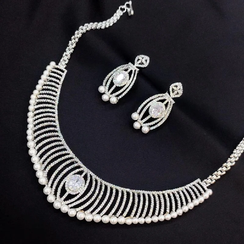 Shop Trending Jewelry With Exclusive Savings Akruti Collection Silver Plated AD Stone Necklace Set