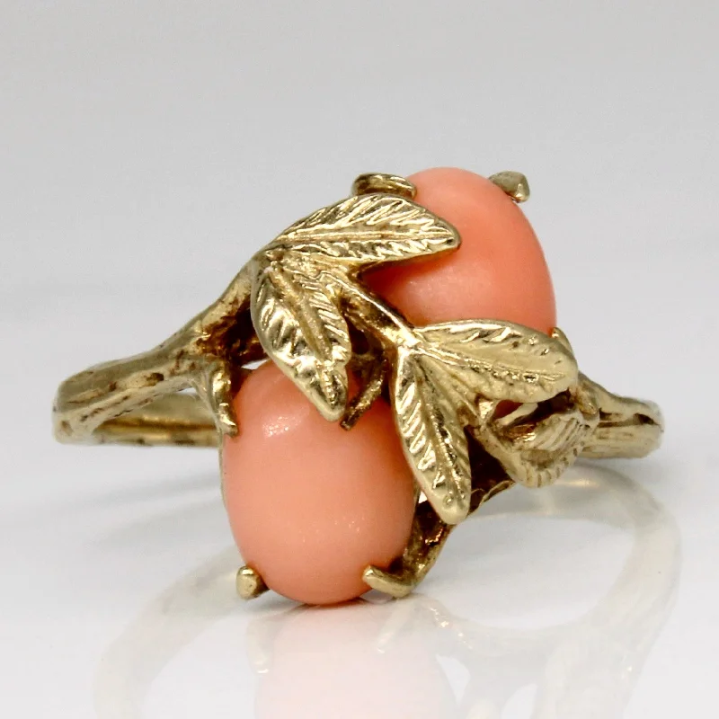 Exclusive Jewelry Offers – Shine For Less Leaf Detailed Coral Cocktail Ring | 1.80ctw | SZ 6.5 |