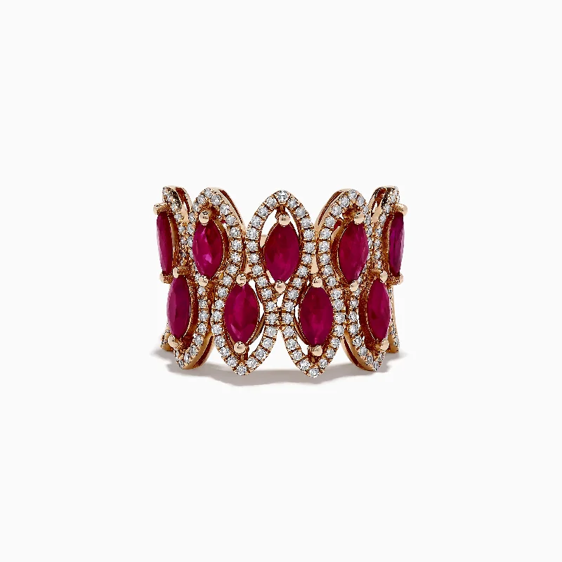 Elegant Jewelry Styles At Budget-Friendly Prices Ruby Royale 14K Rose Gold Ruby and Diamond Cocktail Ring, 3.76 TCW