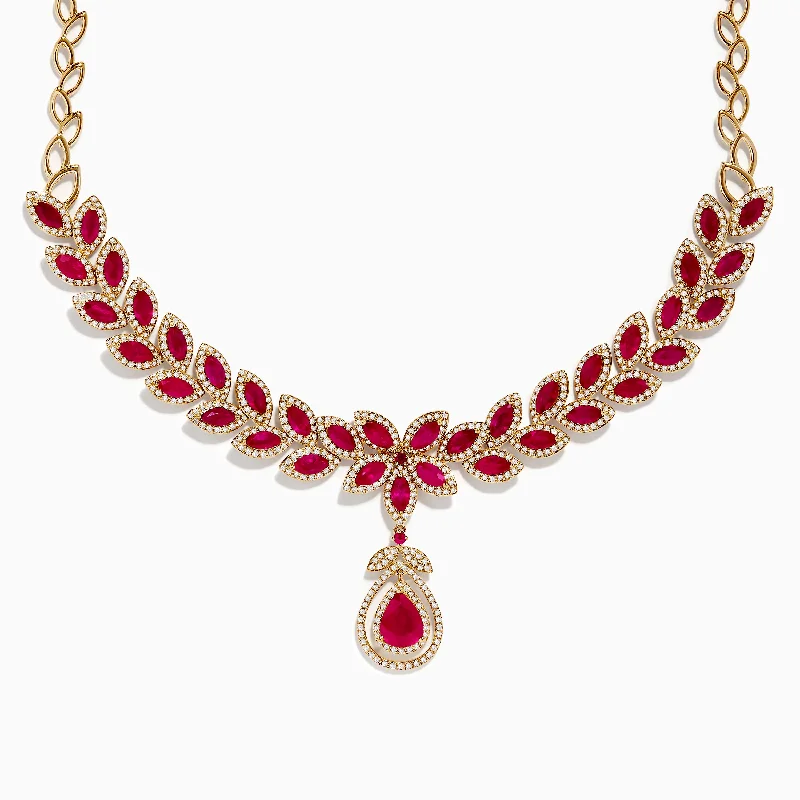 Personalized Jewelry Sale – Unique Gifts At Low Prices Ruby Royale 14K Yellow Gold Ruby and Diamond Necklace