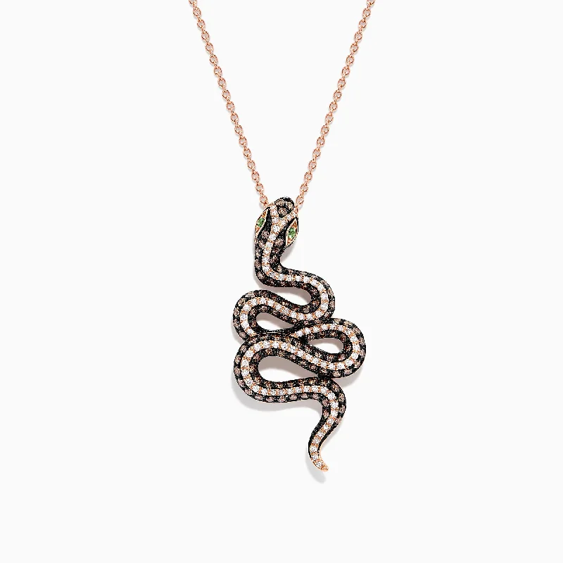 Discover Unique Jewelry With Special Limited-Time Offers Safari 14K Rose Gold Diamond and Tsavorite Snake Pendant, 1.41 TCW