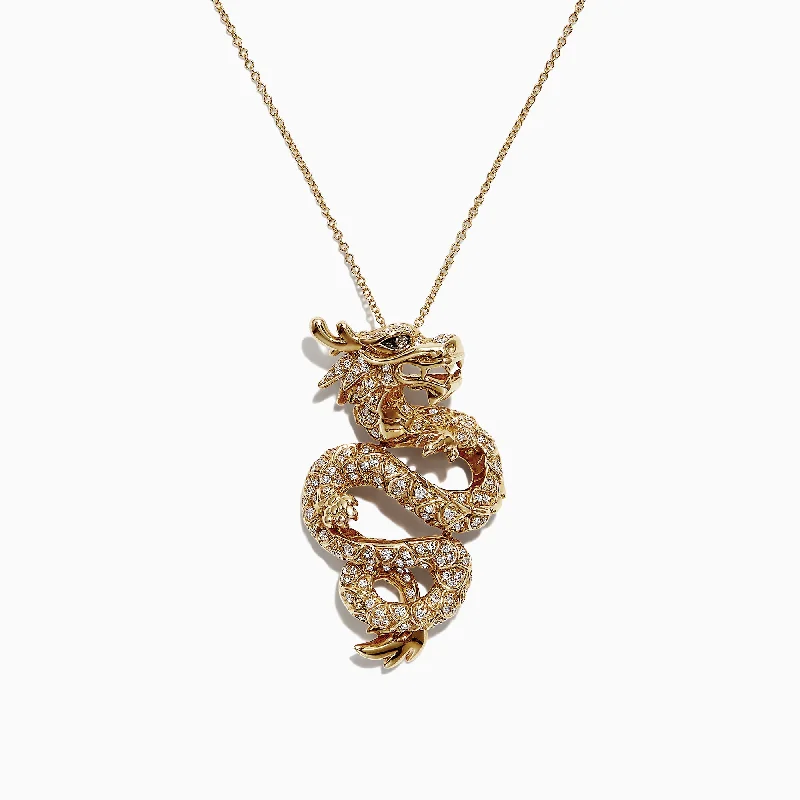 Exclusive Jewelry Bundles At Discounted Prices Safari 14K Yellow Gold Diamond Dragon Pendant, 0.59 TCW