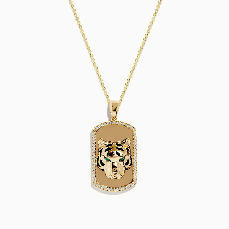 Grab Your Dream Jewelry At The Lowest Prices Safari 14K Yellow Gold Emerald and Diamond Panther Pendant