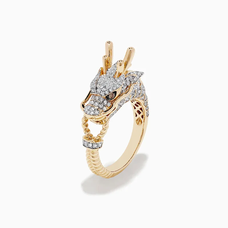 Unmissable Discounts On Timeless Jewelry Pieces Safari 14K Yellow Gold Espresso and White Diamond Dragon Ring