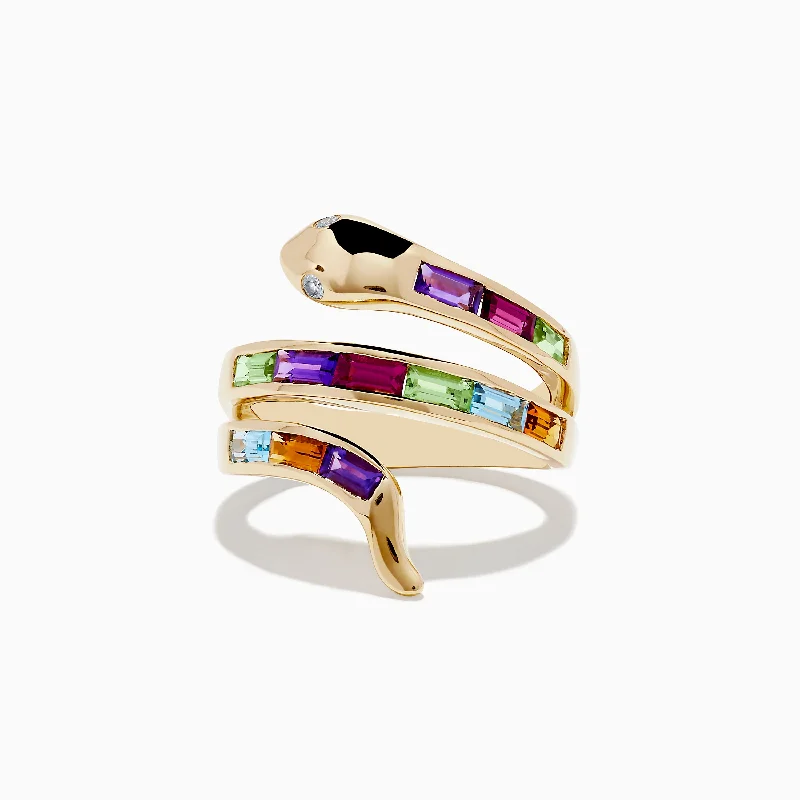 Holiday Jewelry Sale – Perfect Gifts At The Best Prices Safari 14K Yellow Gold Multi Gemstone and Diamond Snake Ring