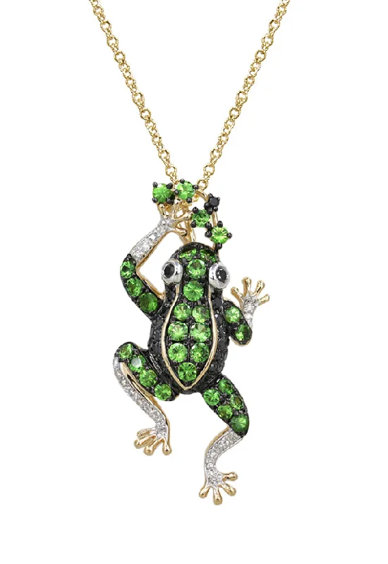 Exclusive Jewelry Sale – Sparkle For Less Safari 14K Yellow Gold Tsavorite Frog Pendant, 1.13 TCW