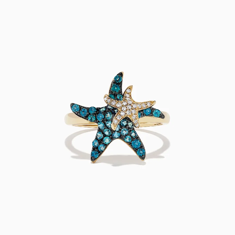 Trending Jewelry Styles Now At Limited-Time Discounts Seaside 14K Gold Alexandrite and Diamond Starfish Ring, 0.95 TCW