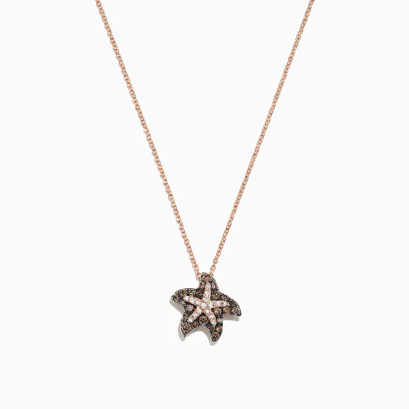 Elegant Jewelry, Exclusive Prices – Shop Now Seaside 14K Gold Espresso & White Diamond Starfish Pendant, 0.36 TCW