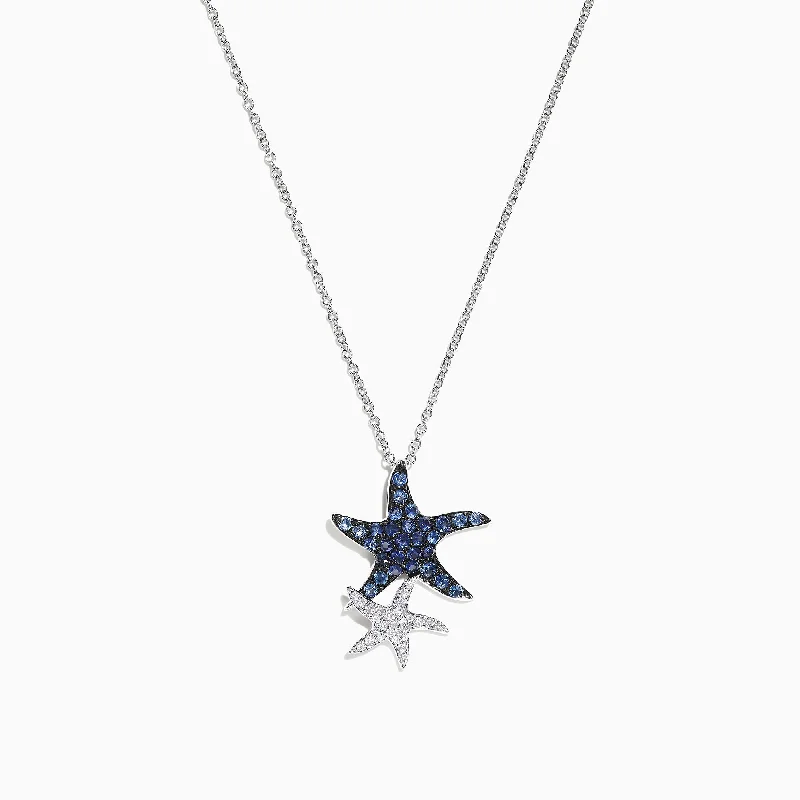 Handcrafted Jewelry Sale – Unique Designs At Low Prices Seaside 14K White Gold Blue Sapphire & Diamond Starfish Pendant