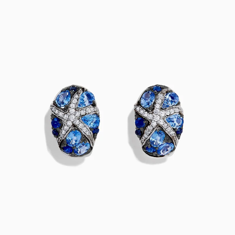 Shop Fine Jewelry With Exclusive Savings Seaside 14K White Gold Sapphire & Diamond Starfish Earrings, 2.97 TCW