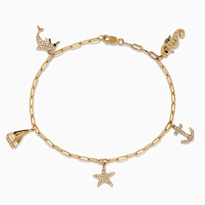 Celebrate With Sparkle – Jewelry Sale Now Live Seaside 14K Yellow Gold Diamond Charm Bracelet