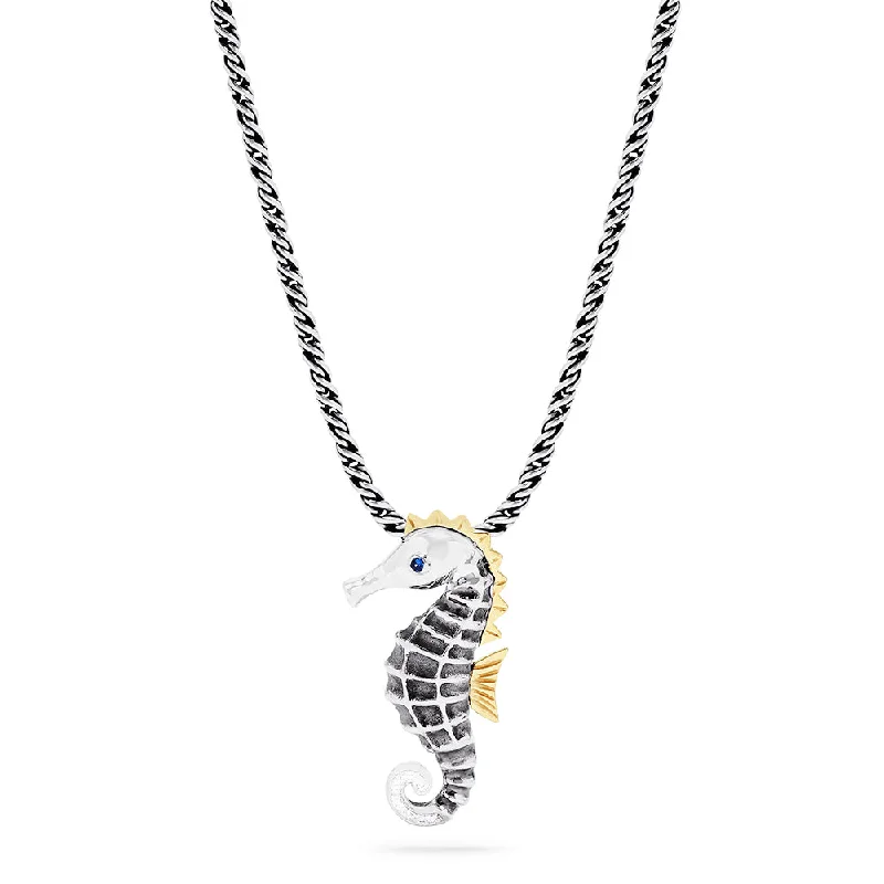 Timeless Elegance Now At Special Discounts Seaside Sterling Silver Sapphire and Diamond Seahorse Pendant