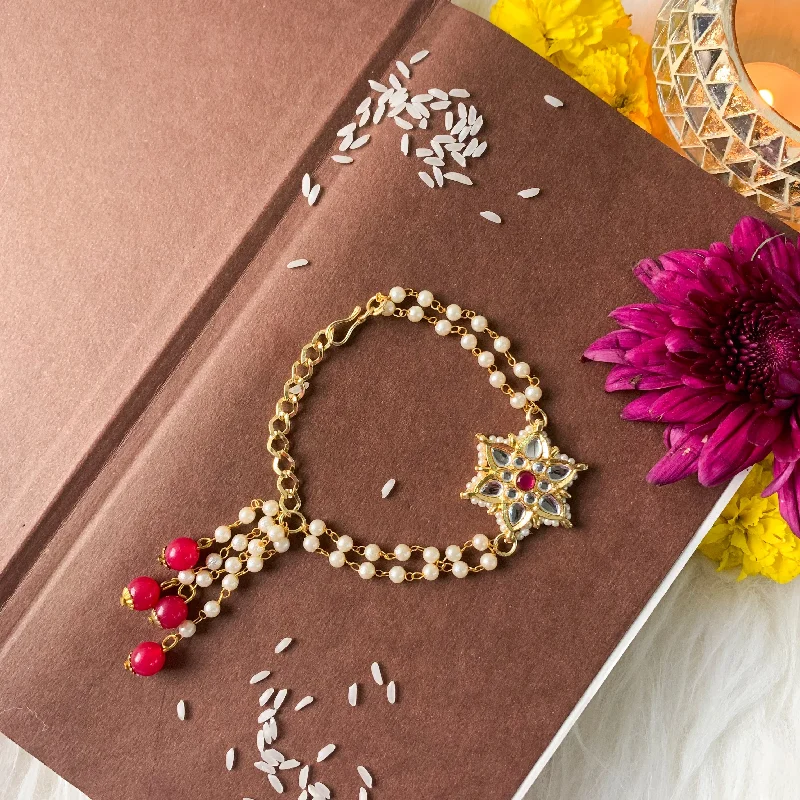 Make Every Moment Shine – Jewelry Discounts Available Etnico I Jewels Rakshabandhan Designer Pearl Hanging Lumba Bracelet Rakhi For Bhabhi/Sister (R116Q-L)