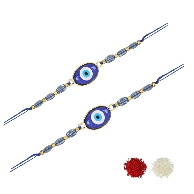 Premium Jewelry Now Available At Special Discounts Etnico I Jewels Rakshabandhan Enamel Designer Evil Eye Rakhi Combo Set With Roli Chawal For Bhaiya/Brother/Bro/Men (R128-2)